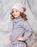 Winter hat POMPOM pink grey