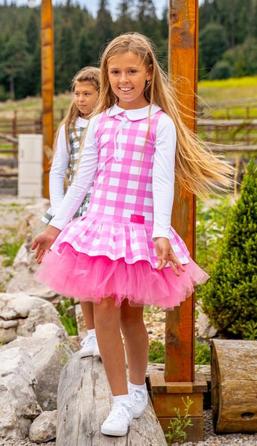 Dress PRIMAVERA™ checkered pink without sleeves